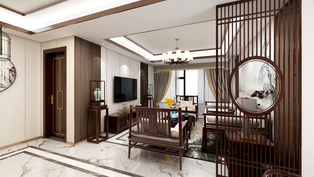 江苏灌云家装客餐厅主卧室新中式